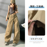 5744 Design Sense Retro Babes Scissors Trousers Set Thin Multi-Pocket Broad-Legged Workwear Casual Pants Regular