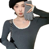 Vintage Impact Bottom Knitted Shirt Women's Autumn And Winter 2025 New French Temperament Slimming Inside Long-Sleeved Top