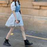 Korean Version Of The College Wind Denim Sling Vest Design Sense Niche Wearing Shirt Dress Two Sets Of Women's Summer