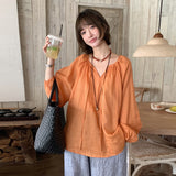 Spring And Summer Thin Breathable Sunscreen Shirt Women's Korean Version Of Loose Net Solid Cover Long-Sleeved Shirt Air-Conditioning Shirt 5 Colors