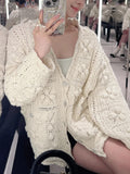 Heavy-Work Hand Hook 150 Petal Incense Sweater Coat Women's Spring Romantic Atmosphere Knitted Open Shirt