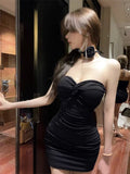 Spice Girls Kinesy Tset-Skinny Dress Girl Small Sexy Pure Temperament Slimming Waist Wrinkles Wrapped Breasts And Hips