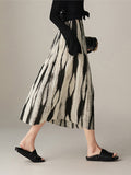 2025 Spring New Fashion High-Waist Thin Three House Folds Print A-Word Skirt Girl Tight Waist