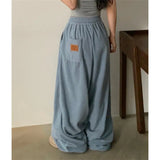 Korean Version Of Loose Waist Casual Retro Wind Breeze Velvet Loose Casual Trousers Women's Pocket Languid Languid Trousers