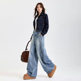 Bamboo Festival Deconstructs Loose Scissors Jeans Men And Women Retro Water Wash Broad Legs New Leisure Trousers Snow Neil
