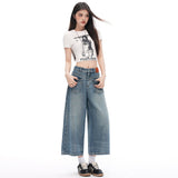 Vintage | Front Bag Structure Design | Seven Points Loose Straight Jeans Woman Yichun