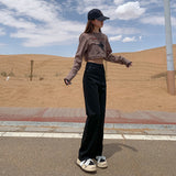 Early Autumn Straight Trousers Jeans Women's Elastic High Waist Thin Fashion Water Wash Black Smoke Tube Trousers Slim Splendlish Spandex