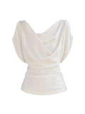 Summer French Elegant Wind Folded T-Shirt Girl New Design Sense Thin Temperament With Fashion Small Top