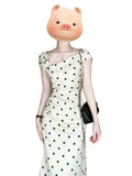 French Temperament White Wave Dot Dress Women's Summer 2025 New Three-Dimensional Flowers Pocketed And Hip Dress