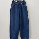 Classic But Time To Set The Basic Simple Denim Trousers High Waist Shade Across The Thin Wash Water Blue Broad Leg Straight Trousers