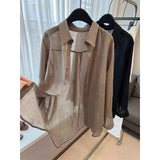 CHAO-Level Recommendation!Old Money Style High-End Tobacco Stinging Shirt Women 2025 Summer Loose Sunscreen Top