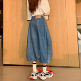 5776 Spring New Design Commuting Commuting Zipper Denim Tat-Bow Half-Dress Skirt Dress Girl Retro Blue