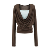 Spice Girl Style Hit Two Ragged Long-Sleeved T-Shirts In The Autumn New Slimming Inside The Bottom Shirt Top