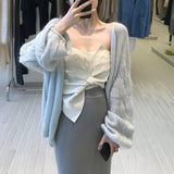 Autumn And Winter Women's London Holiday Coat Soft Glutinous Horse Sea Lantern Sleeve Knitted Cardigan Women's Top