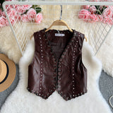 Autumn Dress Muffy Wears Two Sets Of Sweet Lace To Receive Waist Long-Sleeved Dress + Leather Vest