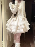 French Sweet And Unique Good-Looking Open-Shirt High-End Sling Coat Fluffy Cake Dress Two Sets Of Small