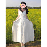 Summer Wear French White Sling Dress Women's Summer 2025 New Unique Beautiful Gentle Temperament Long Dress