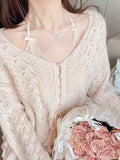 Lazy Beauty Sweet Soft-Gumped Alpaca Hair Loose Sweater Autumn Jersey Knitting Coat Female V-Neck