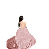 2025 Holiday Atmosphere Feel Dress Women Folded Deep Hanging Neck Dress Pure Lusty Sexy Big Side Lace Dress
