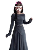 2025 New Summer Shoulder Dress Women's Early Autumn Korean Atmosphere Wearing A Suit Of High-End Long Dress