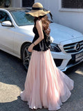 Pink Dress Women's Summer 2026 New Flowing Yarn Escromanry Porfish Vertery Long Summer Purple Dress