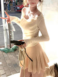 Autumn And Winter Pneumoconial Heart Woolen Two-Piece Collar Knitted Knitted Soft Mist Powder + Porcelain White Two Colors Into