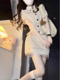 Korean College Storm Set Of Summer Sweet Short-Carrying Doll Shirt High Waist Half-Dress Skirt Two Sets