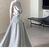 [Falling White Moon] Niche Design Feeld With A Thin Set With Fashion Two Sets Of Temperament Long Skirt