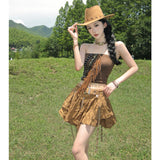 2025 Autumn And Winter Tourism And Holiday Style Leisure Northwest Wearing A Small Coat + Breast + Half Skirt Western Cowboy