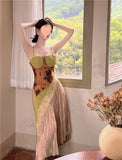 Hing ÞÂ White Splicing Heavy Industry Dress Princess Dress Hanging Lace Under The Structure Of Oil Painting Dress Summer