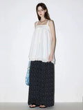 Vintage Holiday Style Lace Blouse Women Summer Pure Desire To Relax Simple Sleeveless Shoulder Sling Skirt