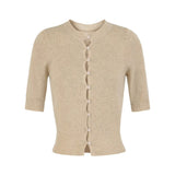 Korean Temperament Sleeve Knitted Cardigan Blouse Spring And Summer New Round-Neck Foundation Bottoming Shirt Short-Sleeved T-Shirt Girl