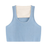 Waffug Short Top Woman Loose Inside A T-Shirt Slings Wearing White Sleeveless Vest