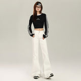 White Non-Legged Trumpet Trousers Drag Low-Rise Jeans Female Hot Leg Trousers