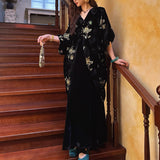 New Chinese Style Velvet Velvet Flower Dress Autumn Beautiful Dress