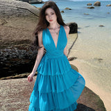 High Design Deep V Sexy Pure Desire Tie Sleeveless Dress With Thin Back Strap Hottie Dress