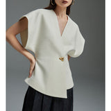 French Cool Chute Hyssium High-End Shirt Women's 2025 Summer New Asymmetrical Suit Vest Top