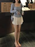 Strict Selection Slide Tria Acetic Acid Ballet Set Ice Naked Sun Protection T-Shirt Woman Collar Top + Bud Skirts Sunscreen