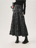 Folded Texture Velvet Skirt Women 2025 Autumn And Winter New High-Rise Thin Fashion Thick Umbrella Skirt A Skirt