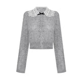 Miu Short-Sleeved Knitted Jersey Women's Spring Thin Cardigan Coat Short