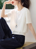 Casual Design Feeling Under The Open Fork Decorative Buckle Short-Sleeved T-Shirt 2025 Summer New T-Shirt Girl