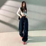 JM2025 New Burst Original Color Trousers Multi-Pocket Loose Jeans Women Show Thin Color Length