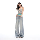 26 Years Of Summer New Retro Vertical Stripe Simple Design Feeling Loose Straight Jeans Women Yichun