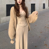 Tuscan Autumn_Warm Alpaca Sheep Heavy Hand Hook Thick Needle Big Open Shirt Denllium Coat Autumn