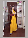 Fashion Yellow Temperament Niche Sleeveless Dress 2025 Summer New Port Wind Beautiful Waist Long Dress Woman