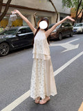 New Chinese Style Cheongsam Clear Cold Zen Wearing A Set Of Hanging Neck Top Skirt Suit Women's Summer