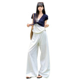 Linen Cetym | Wide Waist Can Be Folded | Relaxing Feeling Loose Broad Leg Trousers Women's