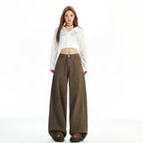6603 New Brown Coffee Color Retro Water Wash Old Jeans Men And Women Loose Straight Broad Leg Pants