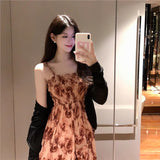 Large-Size French Floral Sling Dress Outside The Hoodie Blouse Hoodie Blouse MM Thin Dress Woman 2025 New Summer Dress
