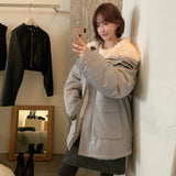 Korean Version Of Winter Retro Loose Inner Lamb Hair Thick Pie To Overcome Warm Cotton Coat Coat Coat 3 Colors